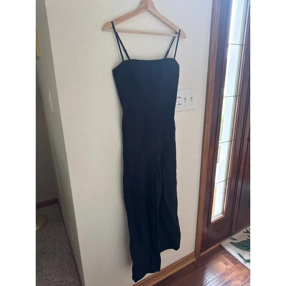 REFORMATION Overland Linen Jumpsuit in Black Size 4